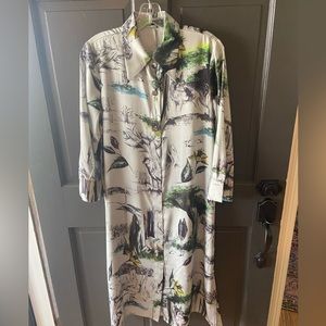 Zara belted print midi shirt dress, size small